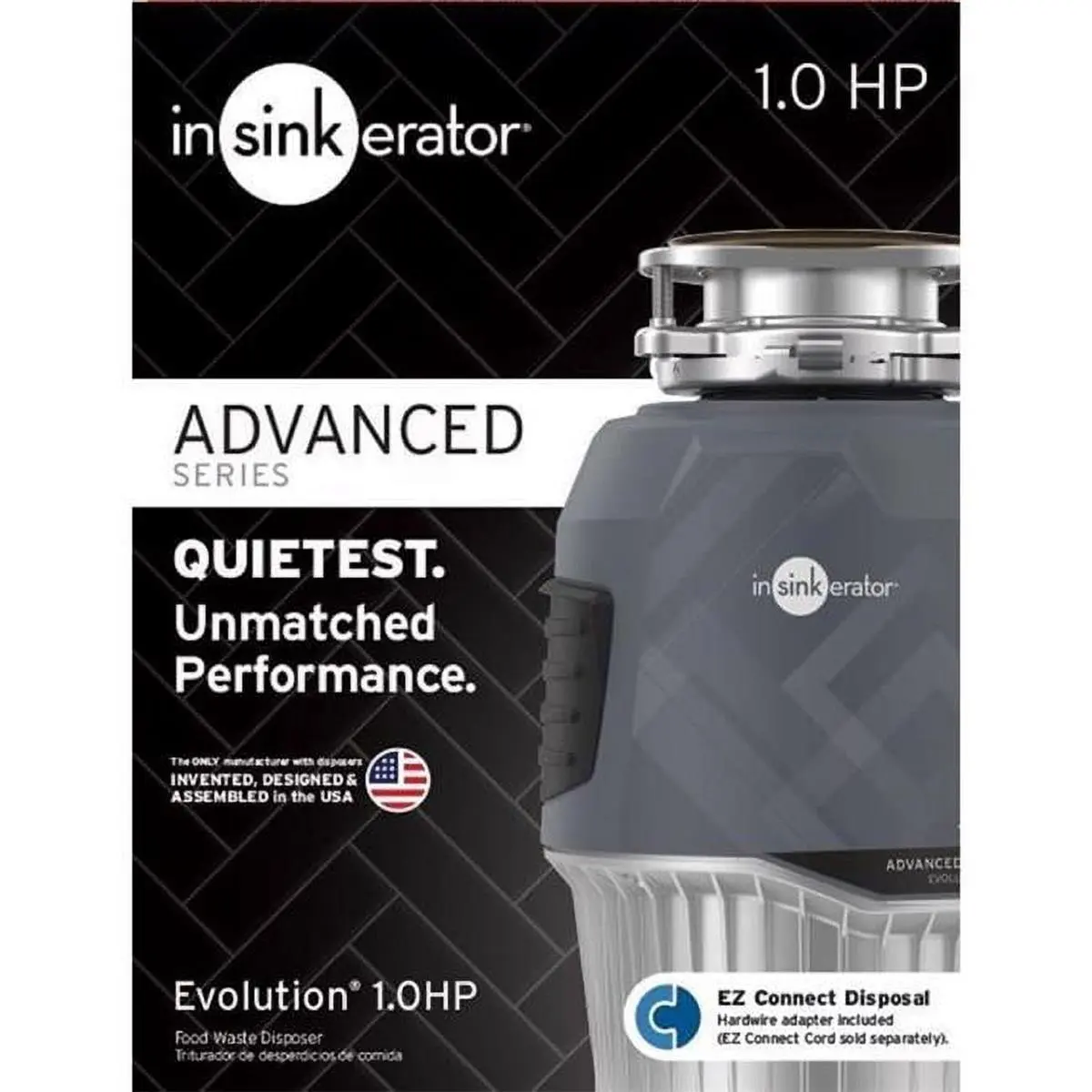 InSinkErator Evolution 1 HP Food Waste Disposer, Continuous Feed, Gray Galvanized Steel, Lift and Latch Technology, Reduced Sound Level