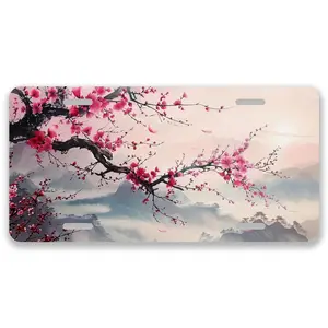 Cherry Blossom License Plate Women License Plate Car Decor- 12x6 In Front License Plate, – Made in USA, Car Truck Tag Humor Trucks & Cars, 4 Pre-Drilled Holes,Easy Installation,Perfect Gift Ideas