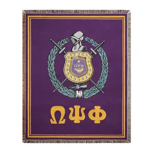 BBGreek Omega Psi Phi Woven Tapestry Throw Blanket - Official Vendor Cotton Decor - 51 x 63 Inches - Soft & Durable - Perfect for Room Decoration & Gifts Brother Christmas Friend Print