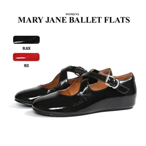 CYNLLIO Ballet Flats Shoes for Women Mary Jane Flats Criss Cross Buckle Strap Closed Round Toe Ballerina Shoe