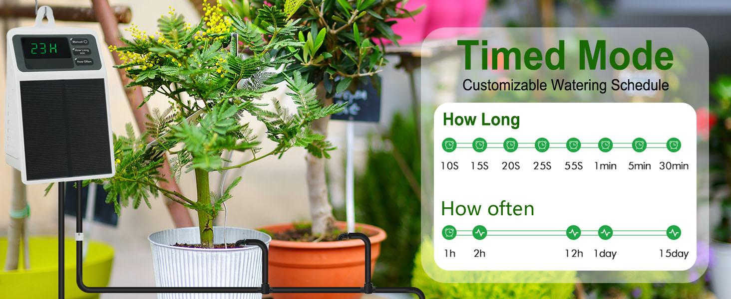 Solar Automatic Drip Irrigation System Kit Anti-Siphoning For 10 Potted Plants DIY Automatic Timing Watering for 15 Days Waterproof with Digital Display Auto Plant Waterer Outdoor Indoor Balcony Patio