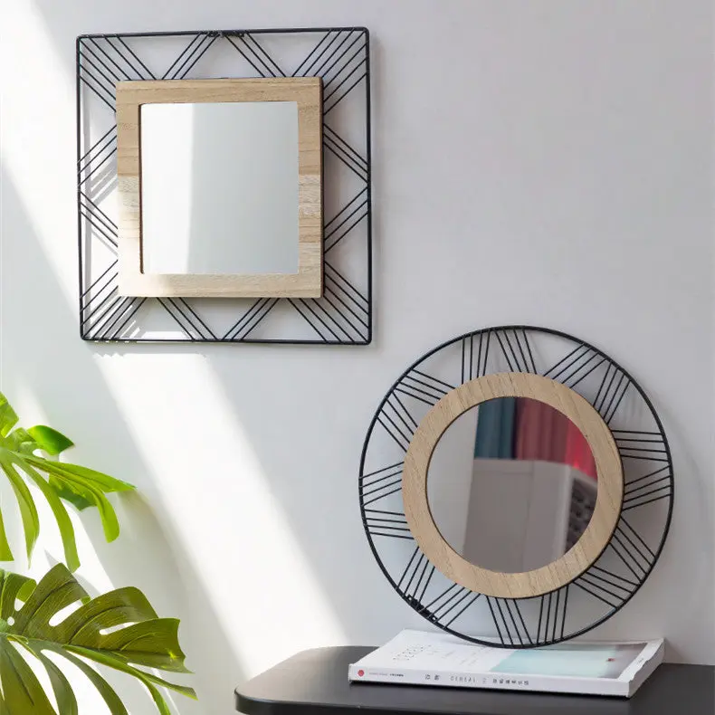 Nordic Aura Decorative Square Glass Enclosure Frame Wall-Mounted Mirror, Minimalist Home Decor Accent for Living Room, Bedroom, Apartment Home Reflections