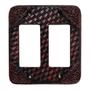 Tooled Resin Weaver Double Rocker Wall Switch Plate