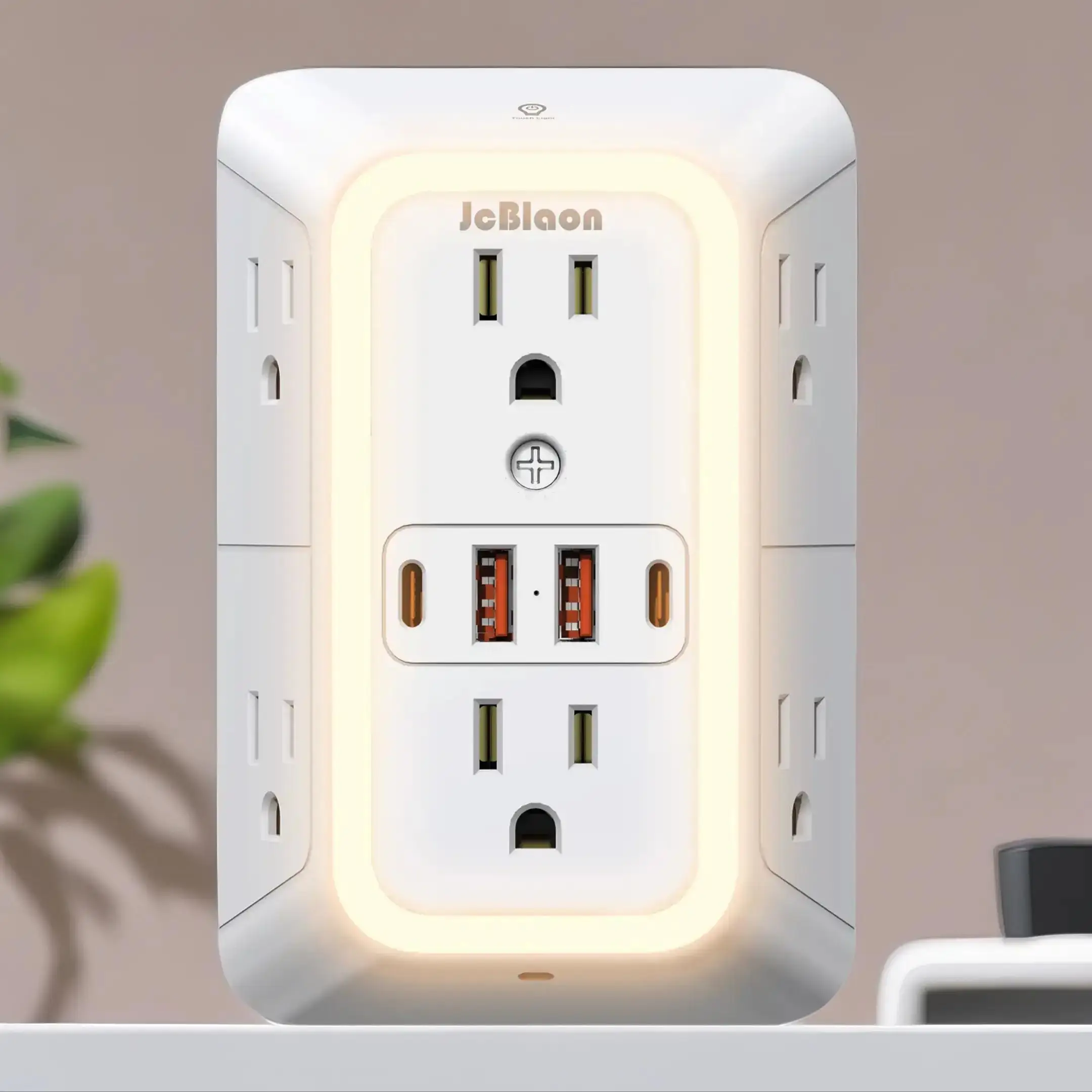 Surge Protector Power Strip with Night Light, 4 USB Ports (2 USB C) Wall Charger Surge Protector, USB Ports Socket, Electrical Outlet Splitter Expande