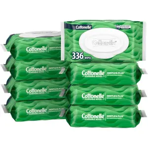 8 Flip-Top Packs 42 Wipes Per Pack Flushable Wet Wipes with 336 Total Wipes
