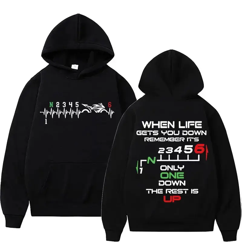New 1N23456 Motorcycle Gear Biker Heartbeat T-Shirt Hoodies For Women Men Autumn And Winter Casual Sports Ladies Hoodie Tops - Double Sided Unisex hoodie