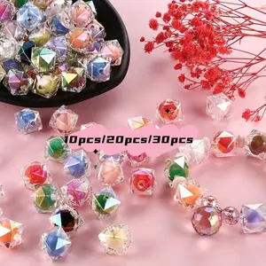 16mm Colorful Acrylic Beads for DIY Jewelry Making, Transparent Mixed Color Loose Spacer Beads, DIY Galaxy Beads, Ideal for Rainbow Bracelets & Keychains