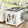 VOWNER Dog Crate Furniture, Wooden Dog Kennel End Table with USB Charging Station, Storage Drawer, Double Latched Door, Furniture-Style Crate Side Table for Medium Dogs Under 40 lbs Indoor Use