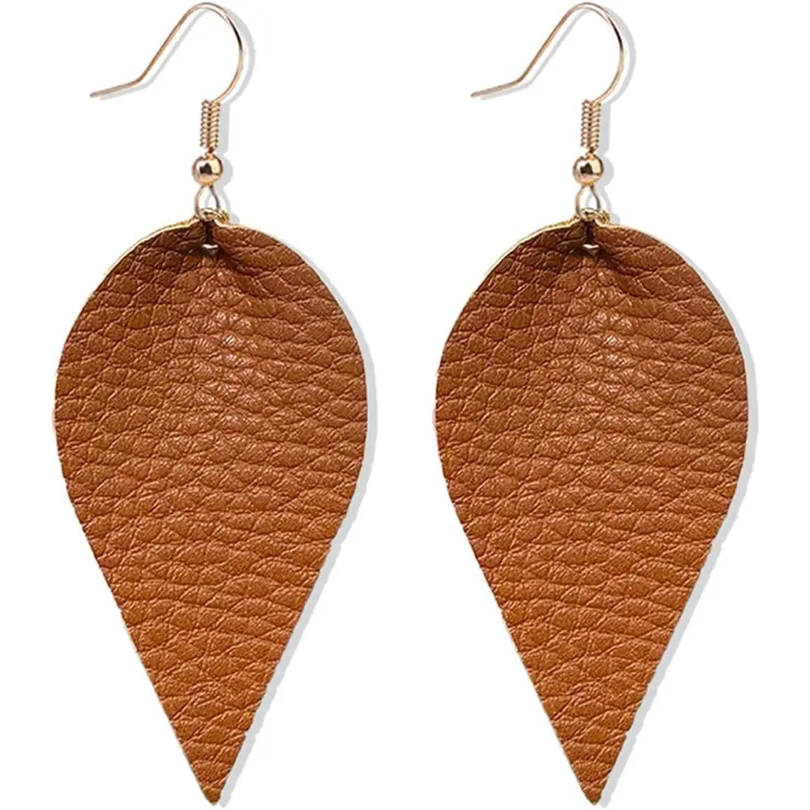 Women's Boho Chic Aesthetic Lightweight Black Genuine Leather Earrings, 8*3.5cm Geometric Dangle Drop Jewelry with Petal, Leaf, Feather, Teardrop Designs for Casual, Daily, Evening Wear, Gift Option, Black Genuine Real Leather, Drop Earrings, Elegant