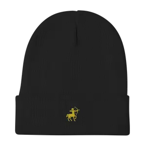 Oak Inc. Centaur Beanie - Black Embroidered Knit Hat for Adults 60% Cotton 40% Acrylic Breathable One Size Fits Most EU Warranty 2 Years