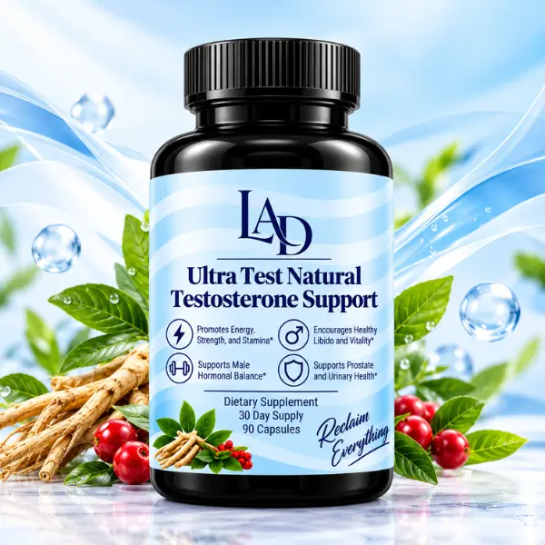 LAD Natural Testosterone Booster for Men | Energy, Strength & Stamina | Libido, Vitality & Prostate Support | Tribulus, Tongkat Ali | 90 Capsules