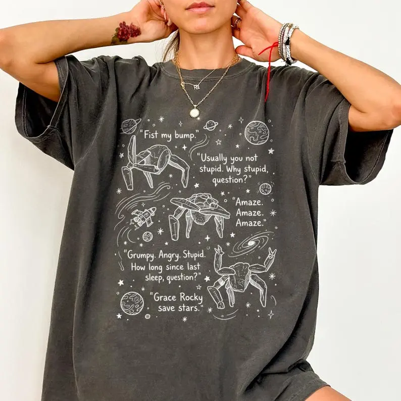 Comfort Colors Project Hail Mary Rocky TShirt, Retro Space Tee, Rocky Quotes Graphic T-Shirt, Sci Fi Book Lover Tee