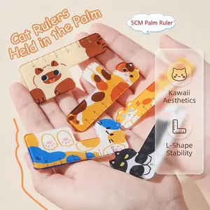 5 Piece Set Portable DIY Mini Acrylic Cartoon Ruler for Elementary School Grades 3-4, Fits Pocket or Pencil Case, Convenient and Fun Learning Tool