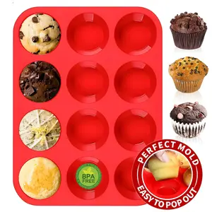 12 Cup Silicone Muffin Pan - Cupcake Baking Pan Great for Making Muffin Cakes, Tart, Bread -Non - Stick Silicone Mold/Dishwasher - Microwave Safe keliwa