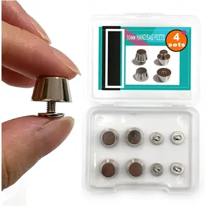 4 Pack  Rivets Stud Handbag Purse  3/8 inch Flat  Metal Solid Brass Studs Screw   10mm Buckle Spikes Leathercraft for Leather Bag Totes DIY Craft