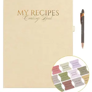 My Recipes Cooking Book with Pen Included Elegant Leather Cover Reflects Modern Design Space for 240 Recipes to Create a Valuable Cookbook