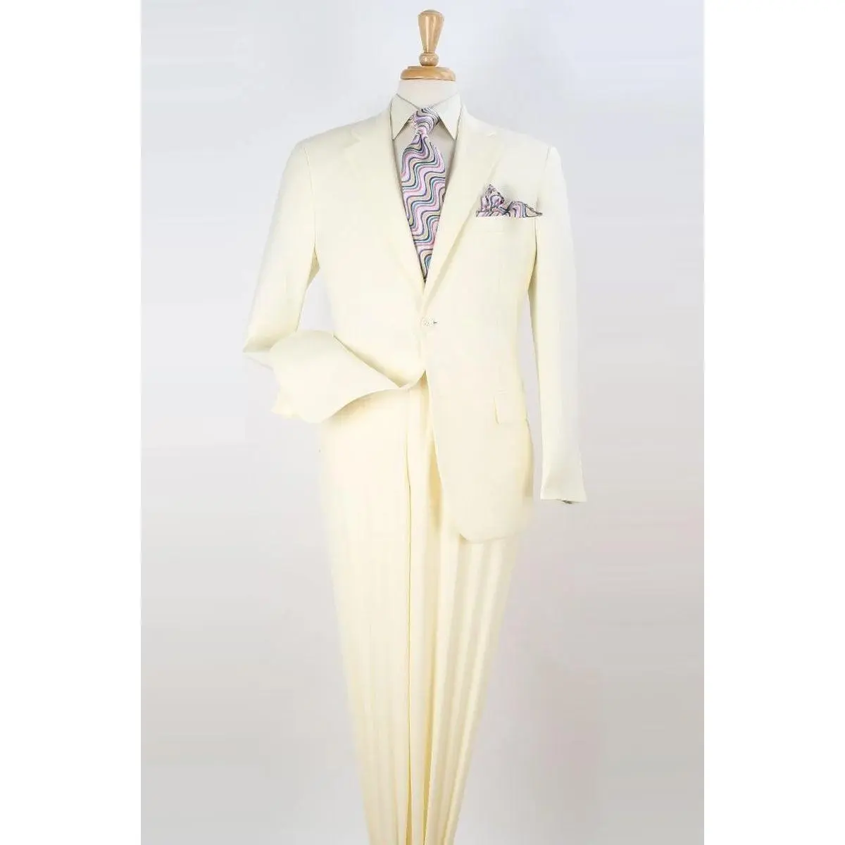 Mens Modern Fit Two Button Poplin Suit in Ivory