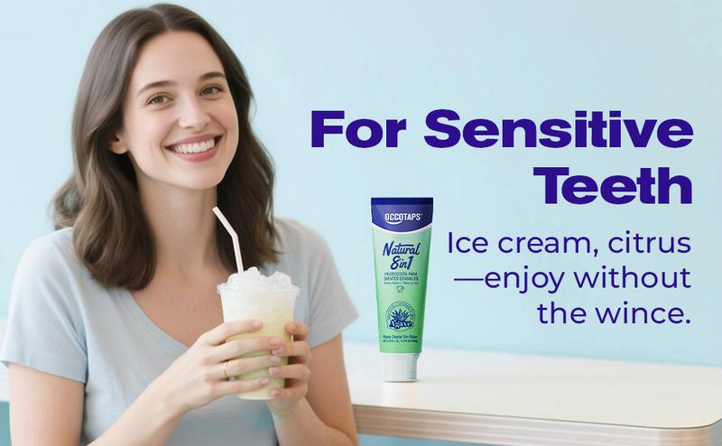 OCCOTAPS Agave Natural Herbal Toothpaste | Blue Agave Extract | Whitens Teeth & Strengthens Enamel |Fluoride-Free Sensitive Teeth | Probiotics + Mint | With Niacinamide