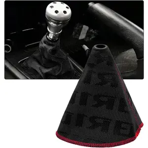 Car Shift Boot Cover, Fabric Shifter Lever Knob Boot Dustproof Cover with Stitch, Manual Automatic Speed Shifter Boots Gear Gaiter for Most Vehicles, Car Accessories (Black)
