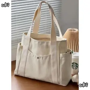 Women's Solid Color Lightweight Tote Bag With Double Handle Strap, Spacious Large Capacity Shoulder Tote, Minimalist Daily Accessory For Commute, Office Work, Casual Outings And Daily Lifestyle Use.This tote goes with literally every outfit you own!