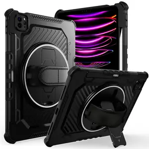 iPad Air 6 (13-inch) / Pro (12.9-inch) Universal "Guardian" Series (Model A) Shockproof Case (Black + Black) | TPU Frame + PC Back Panel: Dual-Layer Protection | Compatible with Air 6 (2024) + Pro 12.9 (4th Gen)