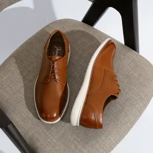 Men's Shoes Casual Men's Classic Brown Dress Shoes - Breathable, Comfortable Lace-Up Oxfords with Rubber Sole for Office, Wedding, and Casual Wear, Formal Shoes