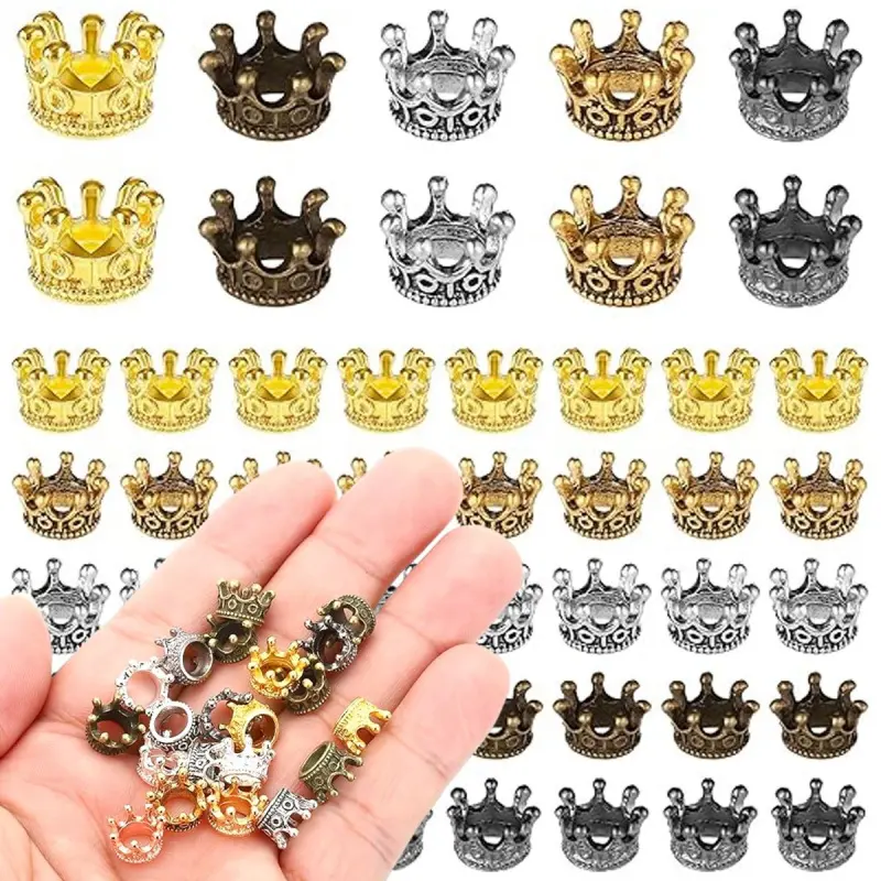 36-Piece Mini Vintage Alloy Crown Model (9 Colors), Suitable For DIY Architectural Models, Home Decoration, And Craft Materials, Ornaments, Statues