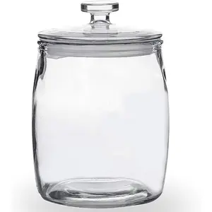 Wide Mouth Apothecary Jar with Lid, 0.5 Gallon Glass Jar for Kitchen Storage and Laundry Room Organization, 72 oz Clear Glass Container for Cookie, Candy, Sugar, Flour, Nuts