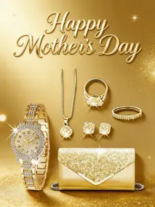 Luxurious Diamond Watch Set with Elegant Jewelry Set: Necklace, Sparkling Ring, Shiny Bracelet & Fashion Earrings, Perfect Mother's Day Gift
