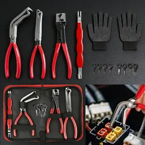 6-Pcs Kit Electrical Disconnect Pliers Set for Cars, Automotive Electrical Plug Connector Disconnect Tool and Connector Separator and Hose Clamp Pliers