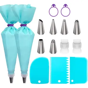 Piping Bags and Tips Set, Cake Decorating Kit Supplies, Frosting Piping Kit for Baking with Pastry Bags and Tips, Standard Converters,  Rings,  Piping Bags for Cookie Icing, Cupcake