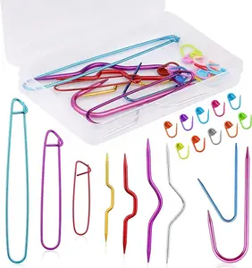 19 PCS Cable Stitch Holders, Stitch Holders, Cable Needles for Knitting, Aluminum Cable Needles, Cable Knitting Needle with Knitting Stitch Markers for Yarn Sewing Knitting