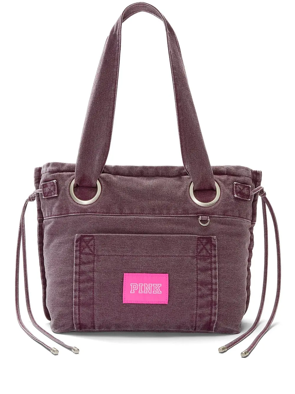 PINK Canvas Flat-Bottom Tote Bag