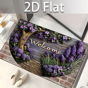 Floral Tree Welcome Rug Non-Slip Door Mat, Suitable for Entrance Hall, Balcony, Garage, Corridor, Outdoor Carpet, Easter Decorations