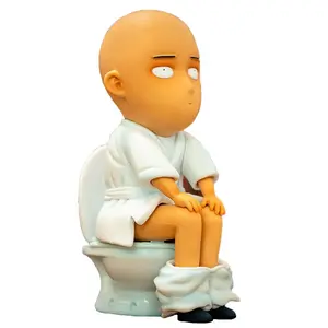 Anime Saitama Figure Toilet Sitting Saitama Action Figure PVC model Saitama desktop ornaments Collection child toy Gifts 15cm