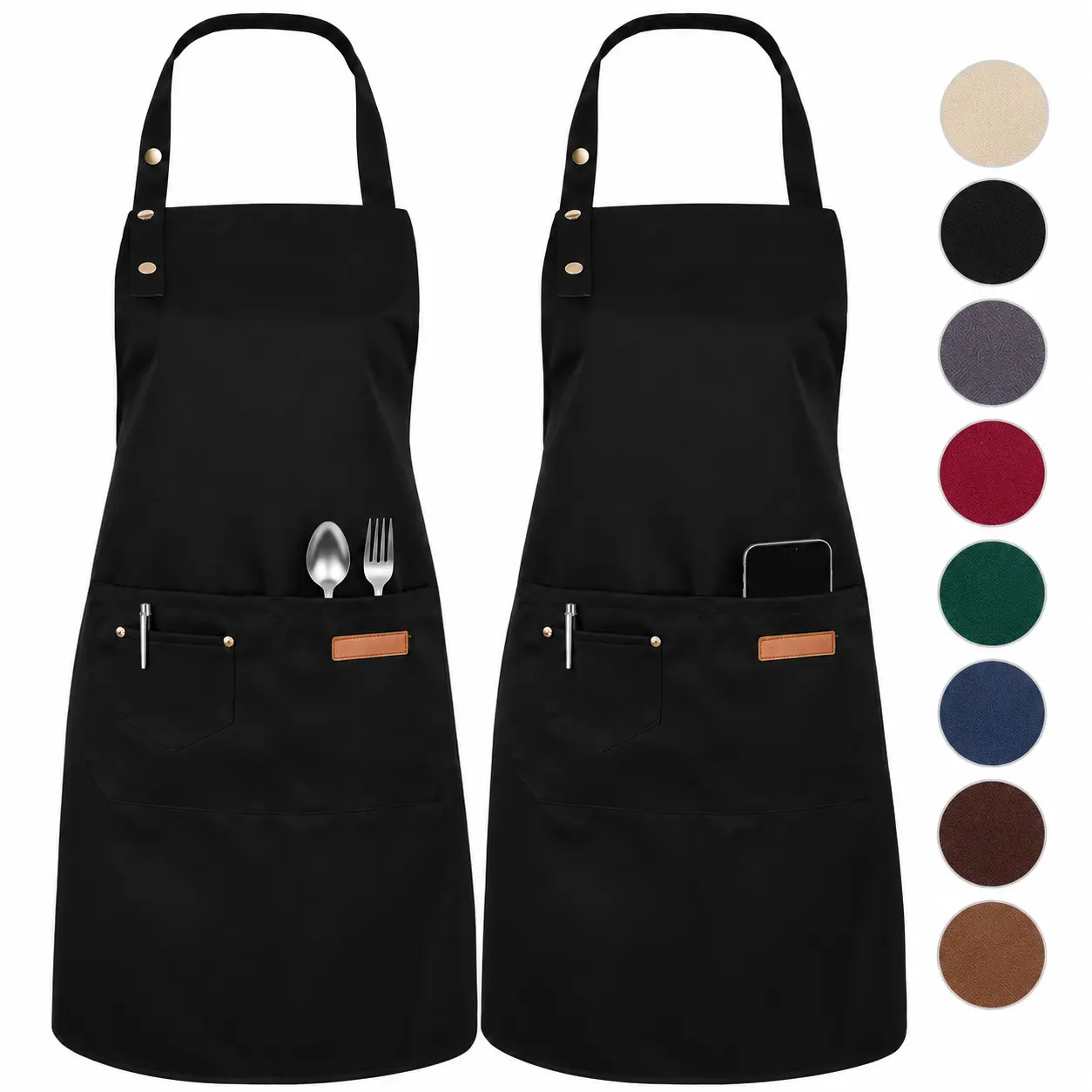 All Purpose Aprons for Men and Women - Adjustable Minimalist Kitchen Cooking Apron with 3 Pockets, Machine Washable, Stain Resistant BBQ Gift