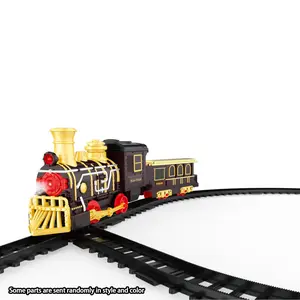 Classic Electric Train Set, Train Simulation Sound Light Toy with 2 Carriages & 10 Tracks, Birthday Gift for Boys & Girls