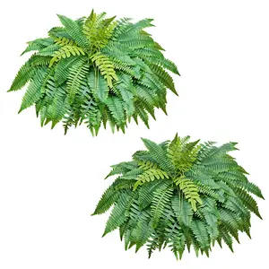 VEVOR Artificial Ferns, 48 Inch Fake Boston Fern Bush Plant with 67 Fronds, Faux Greenery for Indoor/Outdoor Decor, Silk & LDPE, Suitable for Home Porch Garden Office Living Room Planter, Set of 2
