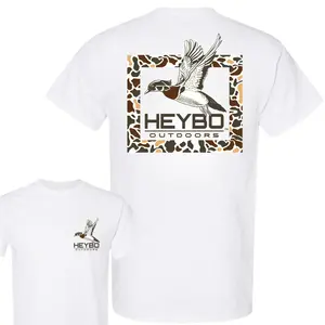 Heybo Outdoors Camo Duck T-Shirt - Bold Duck Graphic With Camouflage Frame , Perfect For Outdoor Enthusiasts , Casual Daily Wear , Relaxed Fit , Unisex Style , Ideal For Hunting And Adventure Crew Neck Menswear Classic
