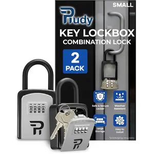 Key Lock Box for Outside - Small Outdoor Lockbox for  with Code, 4-Digit Combination  Safe to  a Key Outside, Portable Safe Key Storage, 5.78 in, 2 Packs