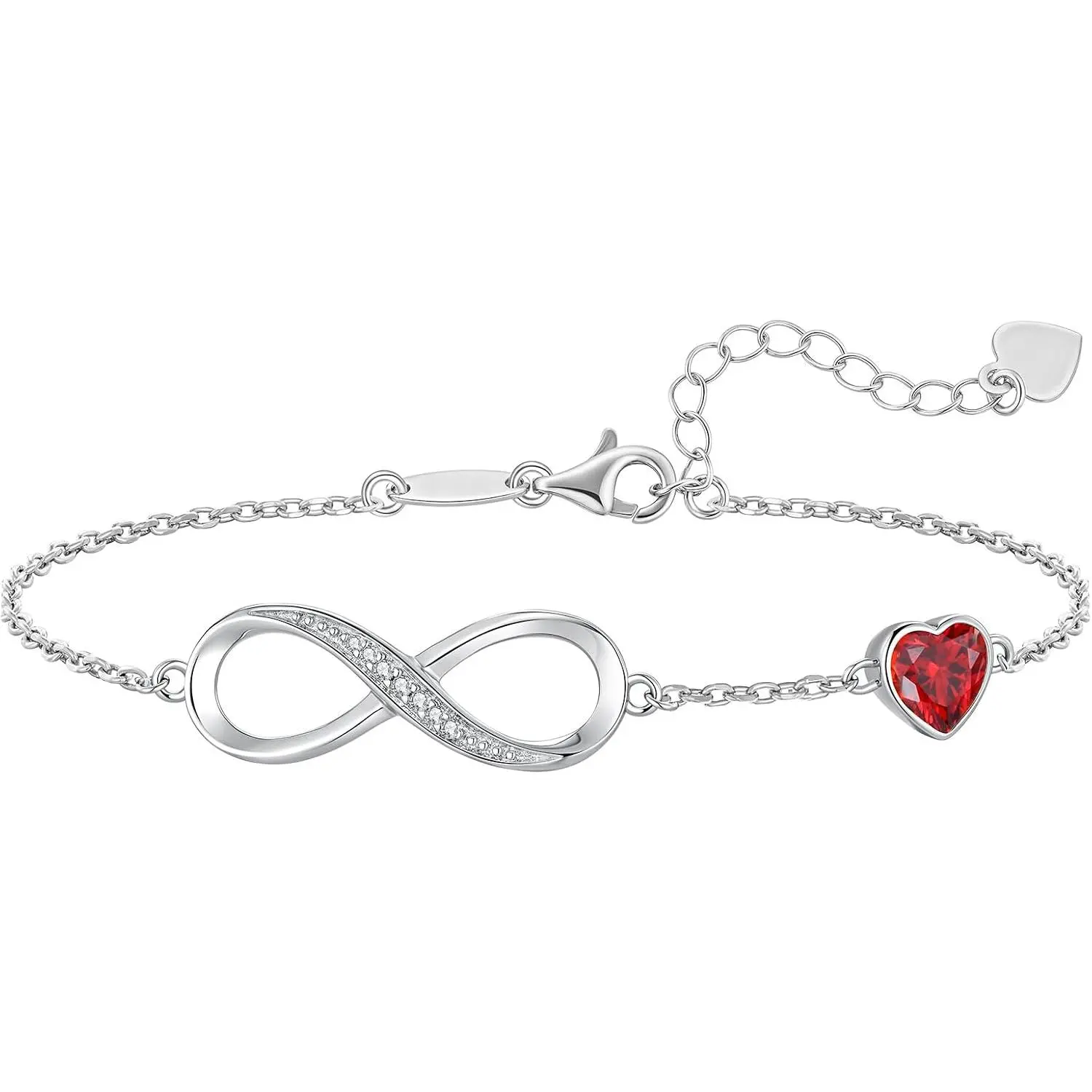 CDE Waterproof, Hypoallergenic Infinity Birthstone Bracelet Jewelry Gift | Non Tarnish,Trendy Fashion,Heart CZ,7"+2" Adjustable Chain,Anniversary Christmas Birthday Gift for Women Girlfriend Her