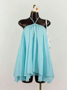 Women's Chiffon Layered Ruffle Sleeveless Halter Mini Dress, Elegant Summer Fashion, Lightweight & Breathable, Perfect for Parties