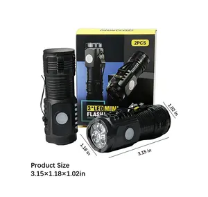 2-Pack Small Cannon Flashlights: Mini Camping Lights with High Lumens, 3 Modes & Zoomable Beam! Usb Rechargeable Headlamp