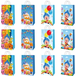 Cartoon Plim Clown Paper Gift Bags Birthday Party Kraft Paper Candy Bag Handbag Gift Bag for Kids Baby Shower Supplies Decor