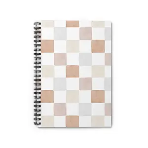 Neutral Watercolor Checkerboard Spiral Notebook | Ruled