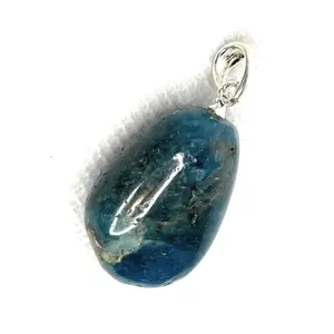 Crystal Necklace, Tumbled Apatite Stone with Bail and Snake Chain Women and Girls Necklace All Ages