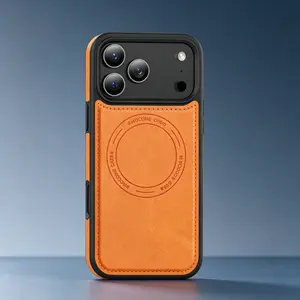 Vintage Leather Magnetic Protective Case for iPhone 17/16/15/14/13 Pro Max with MagSafe Wireless Fast Charging, Full Lens Protection, Shockproof, Wear-Resistant, High-End Business Style outdoorfun