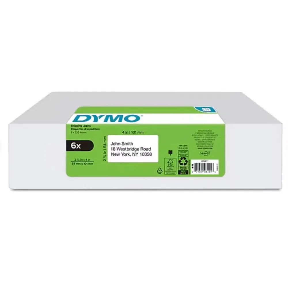 Dymo 2050811 Labels, LabelWriter, 4-Inch Wx2-1/8-Inch H, 6 RL/PK, White