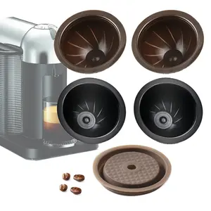 Reusable Coffee Capsules Refillable, 2 230ML + 2 150ML, Fits Nespresso Vertuoline Gca1 Delonghi Env135 Env150, Includes Spoon Brush, Kitchen Gadgets