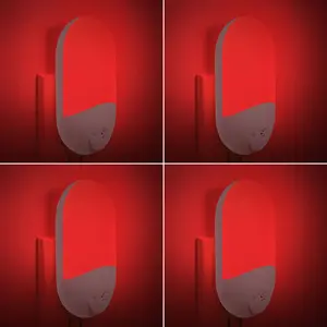 670nm Red Light Night Light for Sleep Therapy[4 Pack] - ero Blue Light, with Dusk to Dawn nsor Auto On/Off LED Night Light Plug into Wall for Nurry Bedroom Bathroom